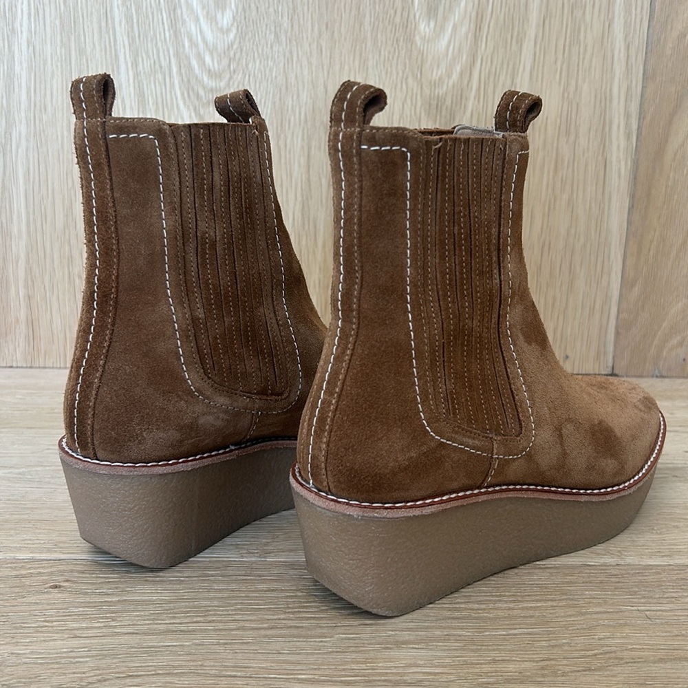 Boden Brown Suede Wedge Ankle Boots - Picture 3 of 6